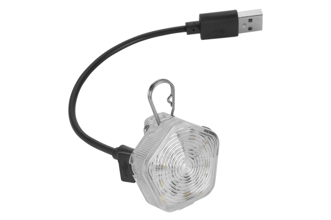 Beacon dog light with rechargeable battery and charging cord..